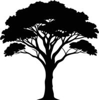 ein schwarz Silhouette von ein afrikanisch Baum vektor