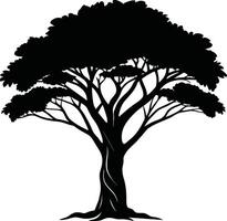 ein schwarz Silhouette von ein afrikanisch Baum vektor