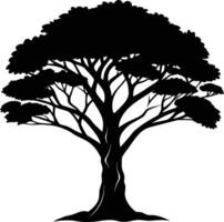 ein schwarz Silhouette von ein afrikanisch Baum vektor