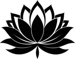 en svart silhuett teckning av en lotus blomma vektor