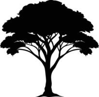en svart silhuett av en afrikansk träd vektor