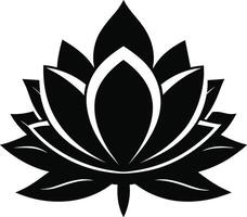 ein schwarz Silhouette Zeichnung von ein Lotus Blume vektor