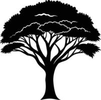 ein schwarz Silhouette von ein afrikanisch Baum vektor