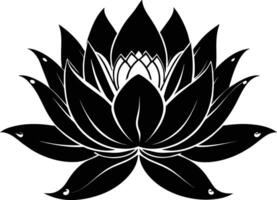 ein schwarz Silhouette Zeichnung von ein Lotus Blume vektor