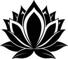 ein schwarz Silhouette Zeichnung von ein Lotus Blume vektor