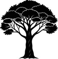 ein schwarz Silhouette von ein afrikanisch Baum vektor