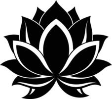 en svart silhuett teckning av en lotus blomma vektor