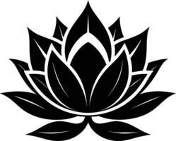 ein schwarz Silhouette Zeichnung von ein Lotus Blume vektor