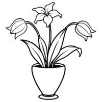 Glockenblume Blume auf das Vase Gliederung Illustration Färbung Buch Seite Design, Glockenblume Blume auf das Vase schwarz und Weiß Linie Kunst Zeichnung Färbung Buch Seiten zum Kinder und Erwachsene vektor