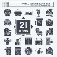 Symbol einstellen Hotel Service. verbunden zu Urlaub Symbol. Glyphe Stil. einfach Design Illustration vektor