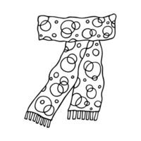 stickat scarf klotter hand dragen vinter- Tillbehör enda design element för kort, skriva ut, design, dekor vektor