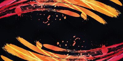 Orange Gradient Bürste Textur isoliert auf schwarz Hintergrund mit Halbton Wirkung. Sport Hintergrund mit Grunge Stil vektor