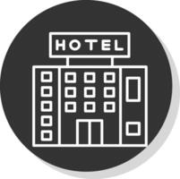 hotell linje skugga cirkel ikon design vektor