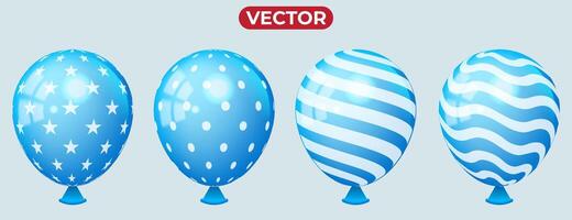 Blau 3d Luftballons Illustration einstellen zum Geburtstag Feier, Neu Jahr und andere Feier vektor