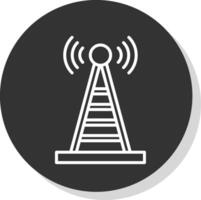 Radio Turm Linie Schatten Kreis Symbol Design vektor