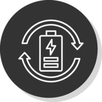 Öko Batterie Linie Schatten Kreis Symbol Design vektor