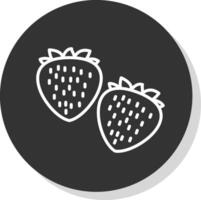 Erdbeeren Linie Schatten Kreis Symbol Design vektor