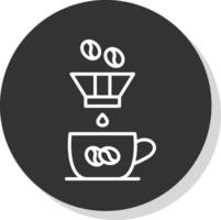 kaffe filtrera linje skugga cirkel ikon design vektor