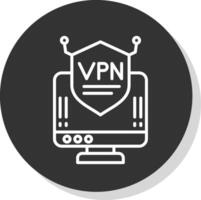 vpn linje skugga cirkel ikon design vektor