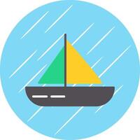 segling båt platt cirkel ikon design vektor