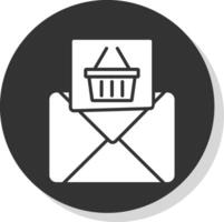 e-post marknadsföring glyf skugga cirkel ikon design vektor