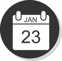 januari glyf skugga cirkel ikon design vektor