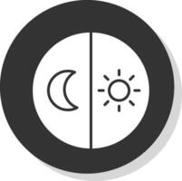 dag och natt fri glyf skugga cirkel ikon design vektor