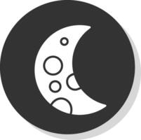 halvmåne måne glyf skugga cirkel ikon design vektor