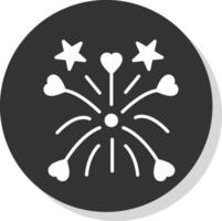 Feuerwerk Glyphe Schatten Kreis Symbol Design vektor