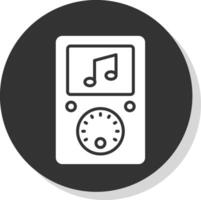 musik spelare glyf skugga cirkel ikon design vektor