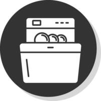 maträtt tvättning glyf skugga cirkel ikon design vektor