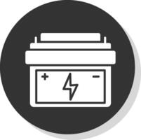 Batterie Glyphe Schatten Kreis Symbol Design vektor