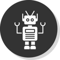 Roboter Glyphe Schatten Kreis Symbol Design vektor