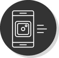 mobil app glyf på grund av cirkel ikon design vektor
