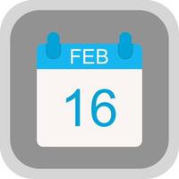 februari platt runda hörn ikon design vektor