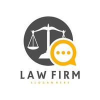 Gerechtigkeits-Chat-Logo-Vektorvorlage, kreative Logo-Designkonzepte für Anwaltskanzleien vektor