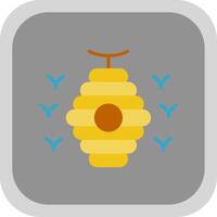 Biene Bienenstock eben runden Ecke Symbol Design vektor