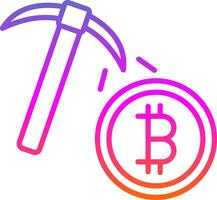 Bitcoin Bergbau Linie Gradient Symbol Design vektor