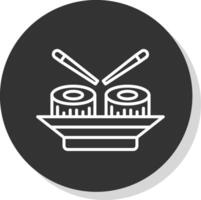 Sushi Linie Schatten Kreis Symbol Design vektor