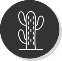 kaktusar linje skugga cirkel ikon design vektor