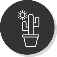 Kaktus Linie Schatten Kreis Symbol Design vektor