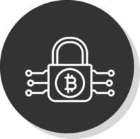 bitcoin kryptering linje skugga cirkel ikon design vektor