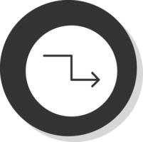 sicksack- pil glyf skugga cirkel ikon design vektor