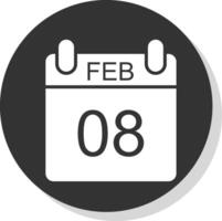 februari glyf skugga cirkel ikon design vektor