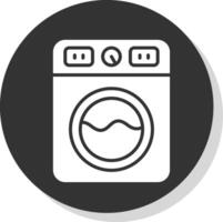 Waschen Maschine Glyphe Schatten Kreis Symbol Design vektor