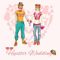 Hipster-Hochzeitskarte vektor