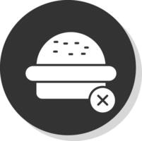 Nej burger glyf skugga cirkel ikon design vektor