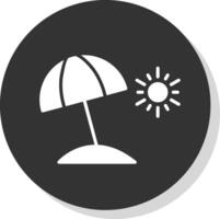 Strand Regenschirm Glyphe Schatten Kreis Symbol Design vektor