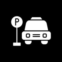 Parkplatz Bereich Glyphe invertiert Symbol Design vektor