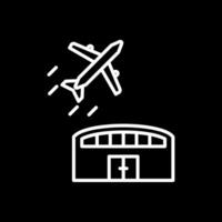 flygplats linje omvänd ikon design vektor